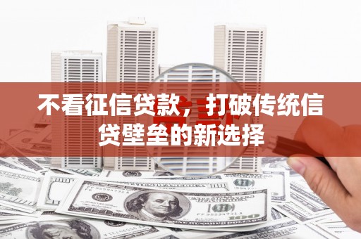 湾仔区不看征信贷款，打破传统信贷壁垒的新选择
