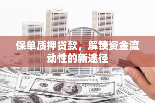 湾仔区保单质押贷款，解锁资金流动性的新途径