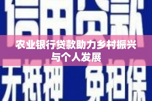湾仔区农业银行贷款助力乡村振兴与个人发展