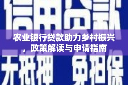 湾仔区农业银行贷款助力乡村振兴，政策解读与申请指南